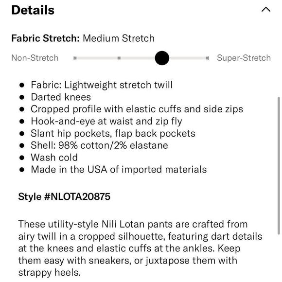 NILI LOTAN Cropped Military Pant in Eggshell - Picture 9 of 15